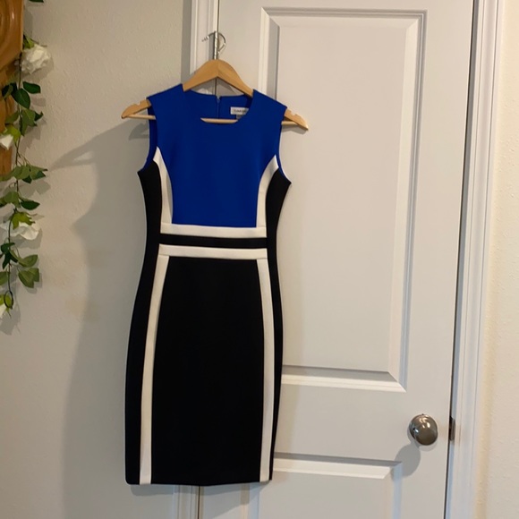 calvin klein dress blue and black | Dresses | Calvin Klein White Striped A simple two Calvin Klein Blue Black Colorblock